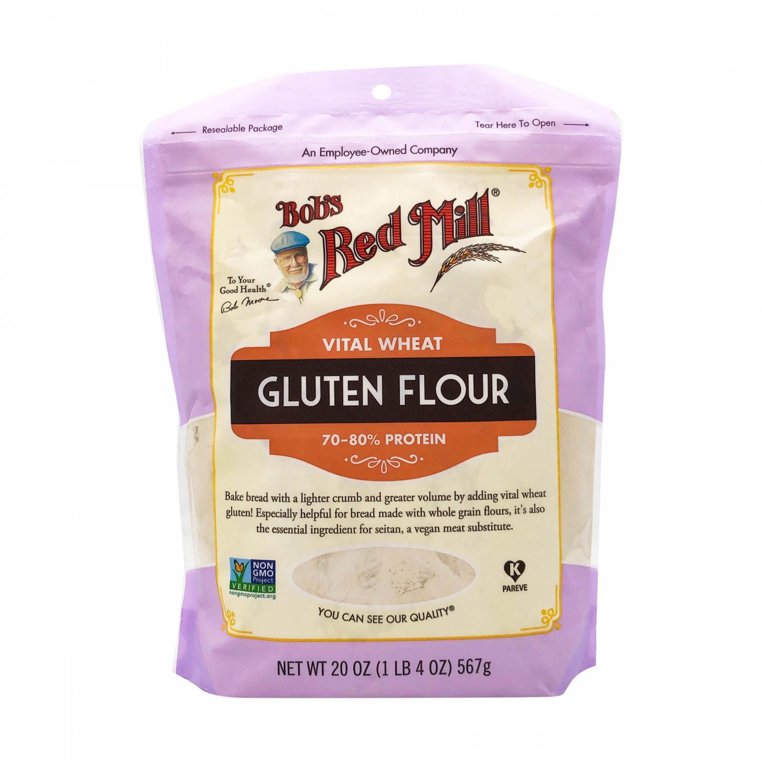 Bob's Red Mill Vital Wheat Gluten Flour 20 Oz Pouch - 4ct Case