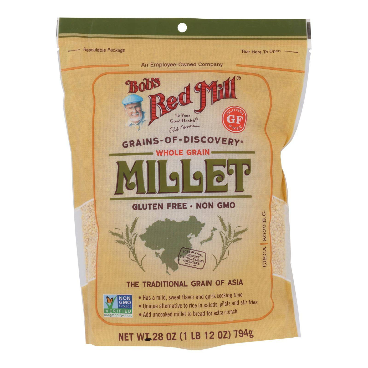 Bob's Red Mill Whole Grain Millet 28 Oz Pouch - 4ct Case