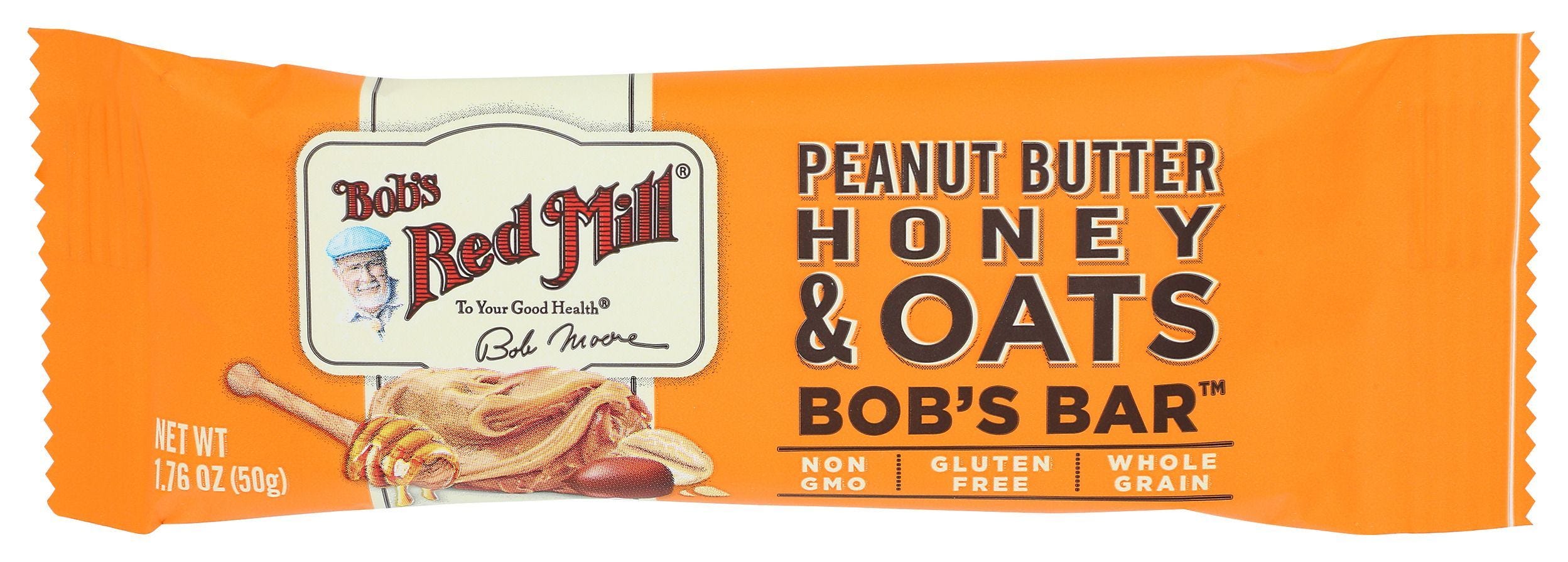 Bob's Red Mill Peanut Butter Honey & Oats Bar 1.76 Oz Wrapper