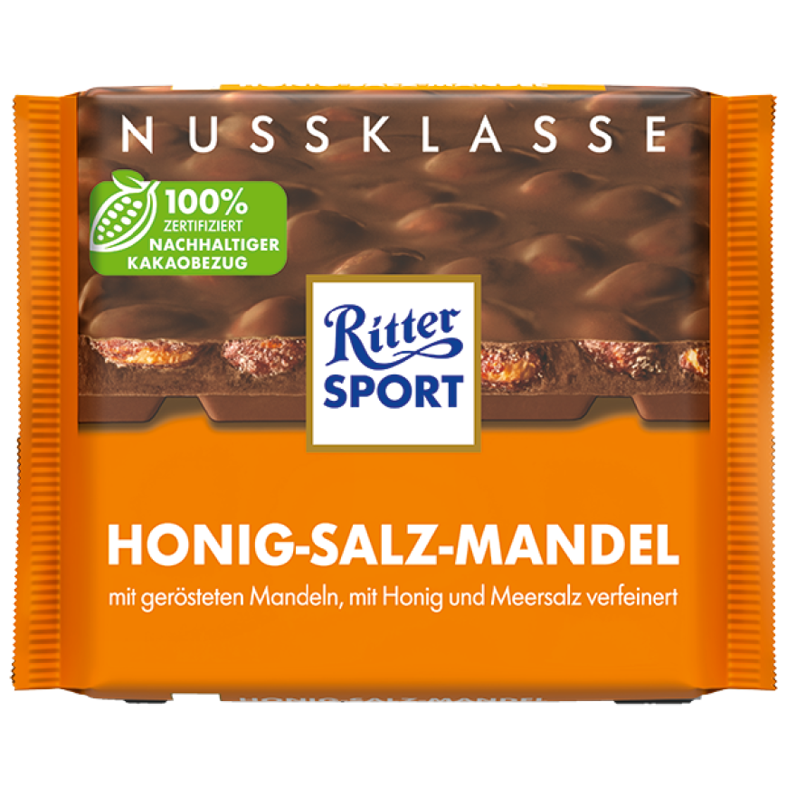 Rittersport Ritter Sport Nuss-Klasse Honig-Salz-Mandel, 100 G