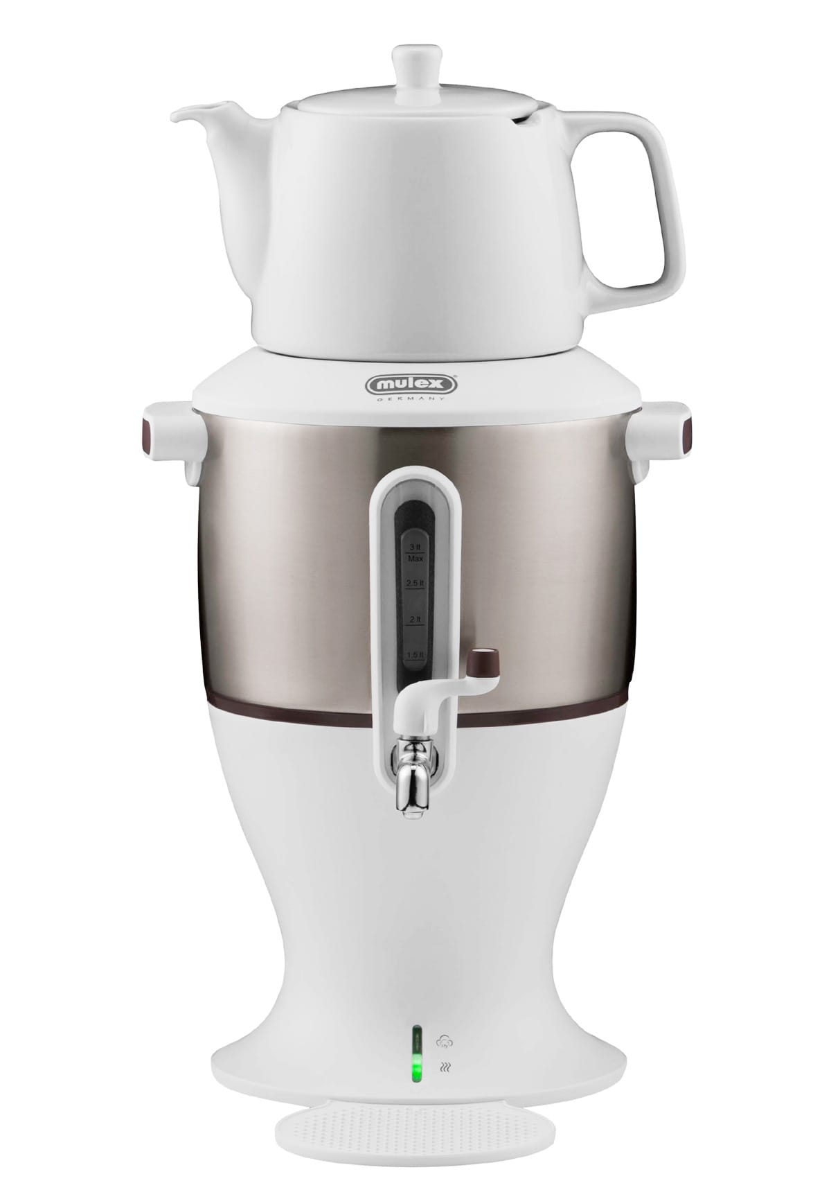 Mulex Elektrischer Samowar Mit Teekanne Teekocher GROß Samovar Weiss 3 Liter 485