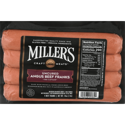 Miller's Uncured Angus Beef Franks