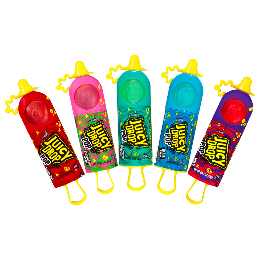 Juicy Drop Pop Sweet Lollipops Candy With Sour Liquid Assorted Flavors