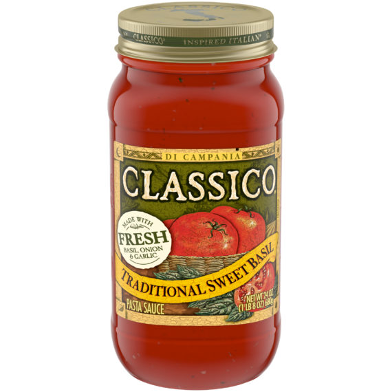 Classico Traditional Sweet Basil Pasta Sauce, 24 Oz Jar