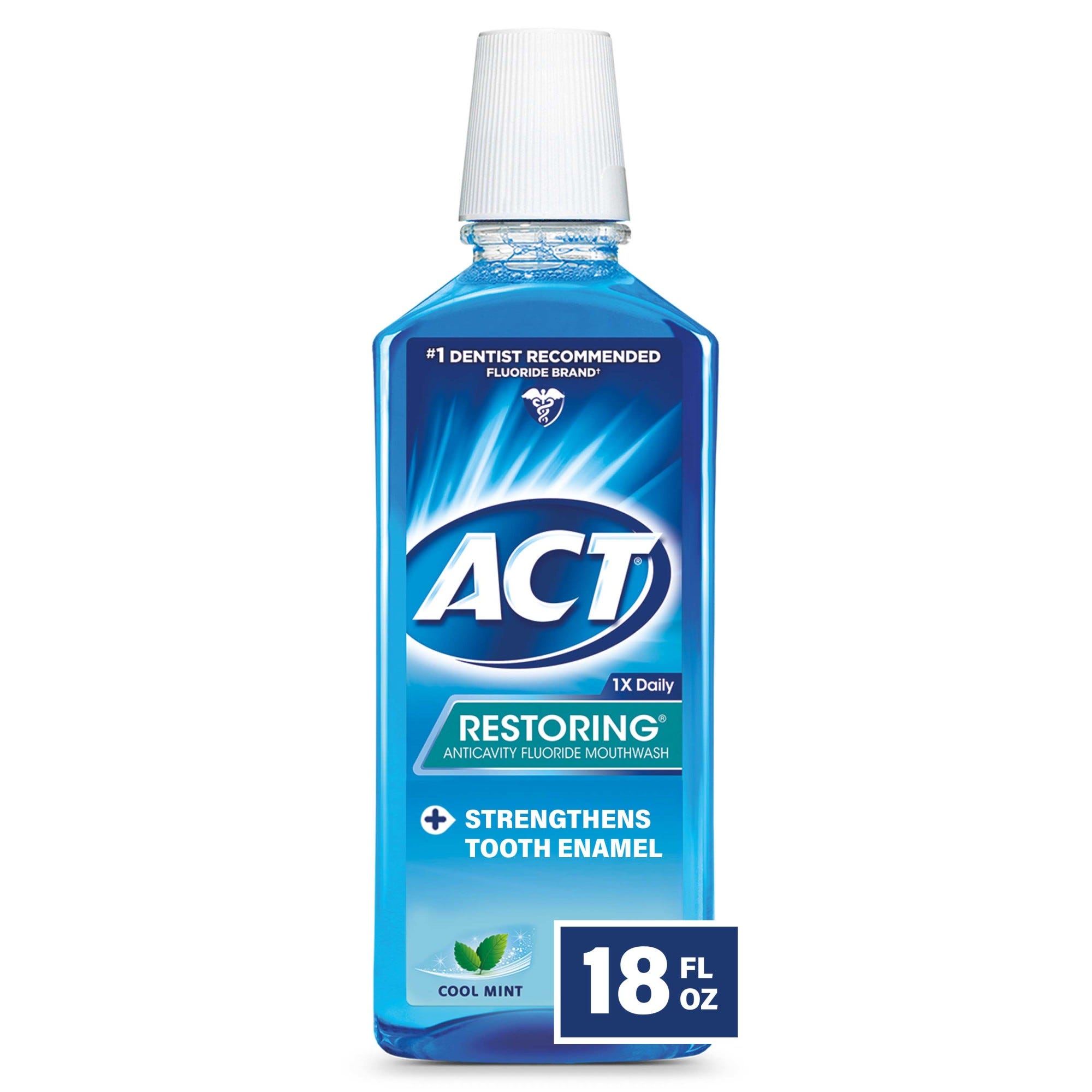 Act Restoring Cool Mint Anticavity Fluoride Mouthwash 18 Fl Oz