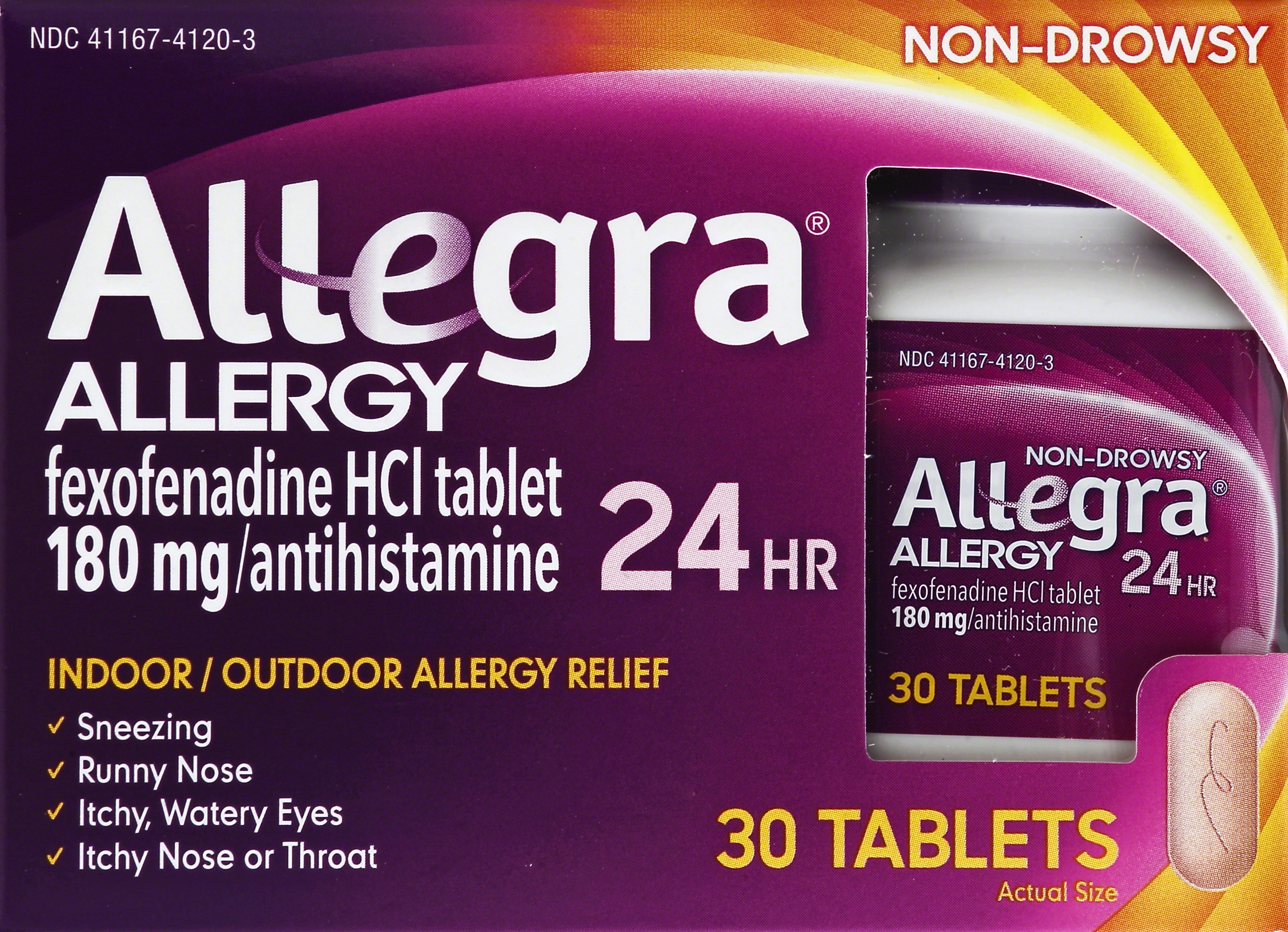 Allegra Adult Allergy Tablets 24 Hour, 180 Mg, 30 Tabs