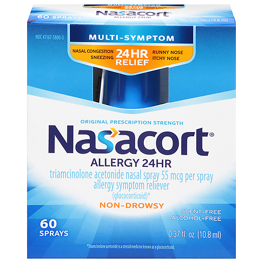 Nasacort Nasal Spray, Allergy 24 Hr, Multi-Symptom, Non-Drowsy, Original Prescription Strength, 55 Mcg 0.37 Fl Oz