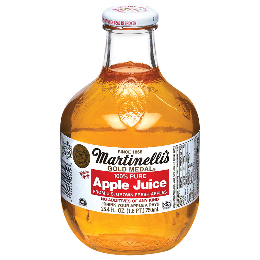 Martinelli's Gold Medal Apple Juice 100% Pure 25.4 Oz Glass Bottle