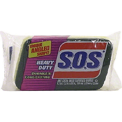 SOS Heavy Duty Thick Scrubber Sponge, 1 Sponge