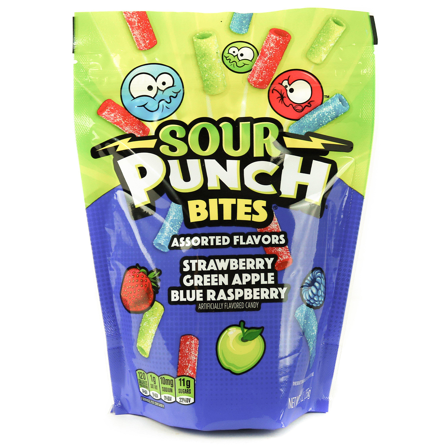 Sour Punch Bites, Assorted Fruit Flavors Chewy Candy, Resealable Bag