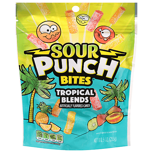 Sour Punch Bites Candy, Tropical Blends 9 Oz