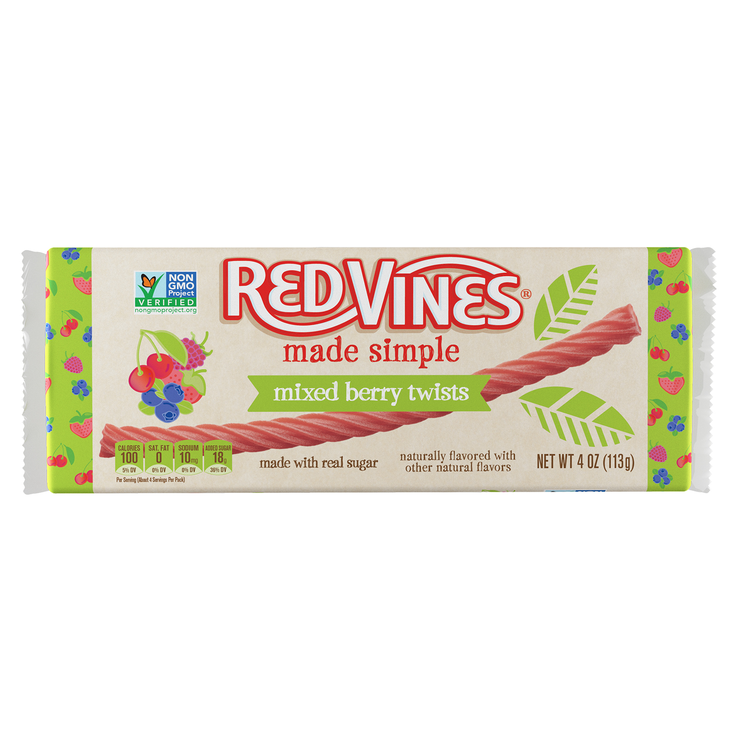 Red Vines Made Simple Non-GMO Mixed Berry Licorice Candy Twists