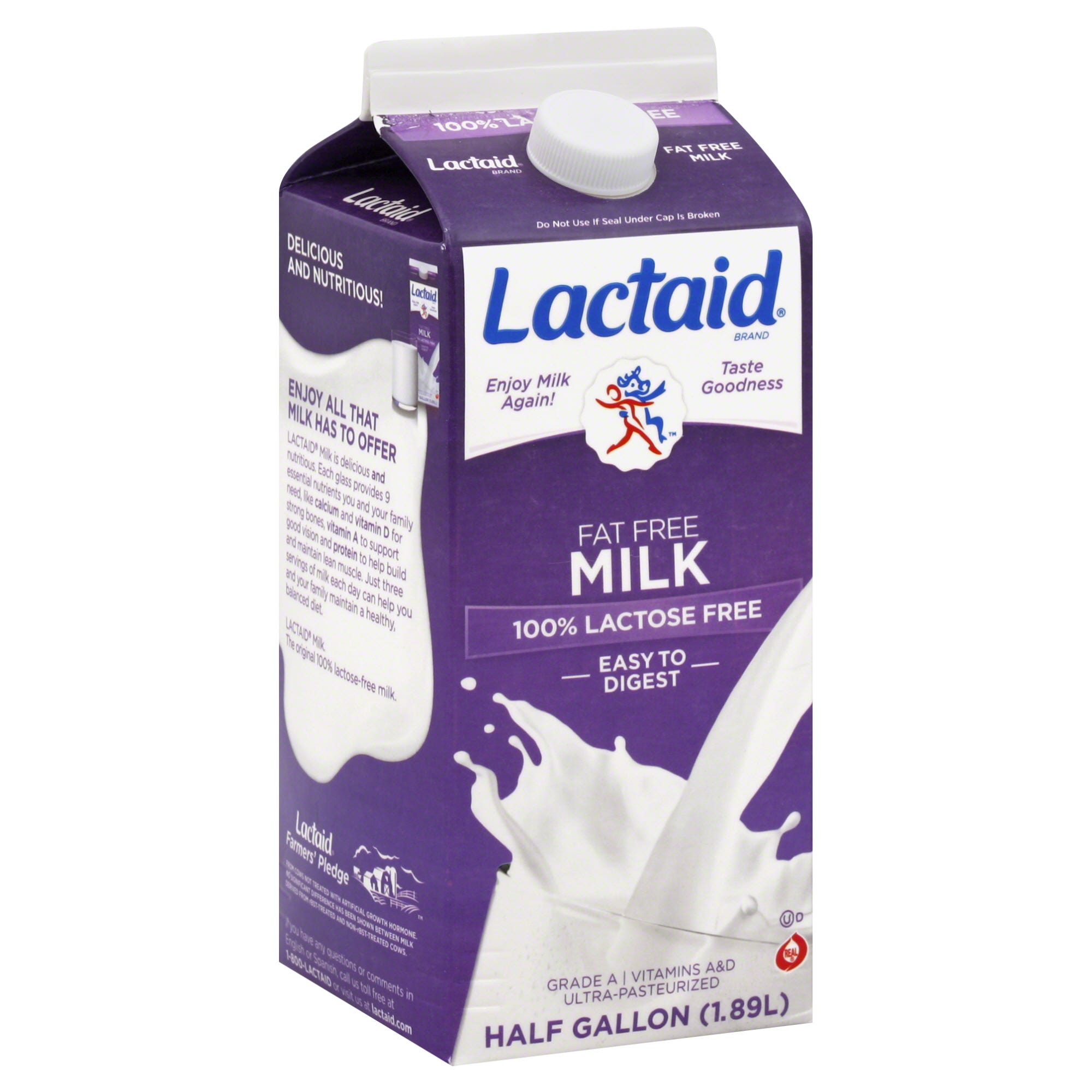 Lactaid Milk, Fat Free, Lactose Free 0.5 Gal