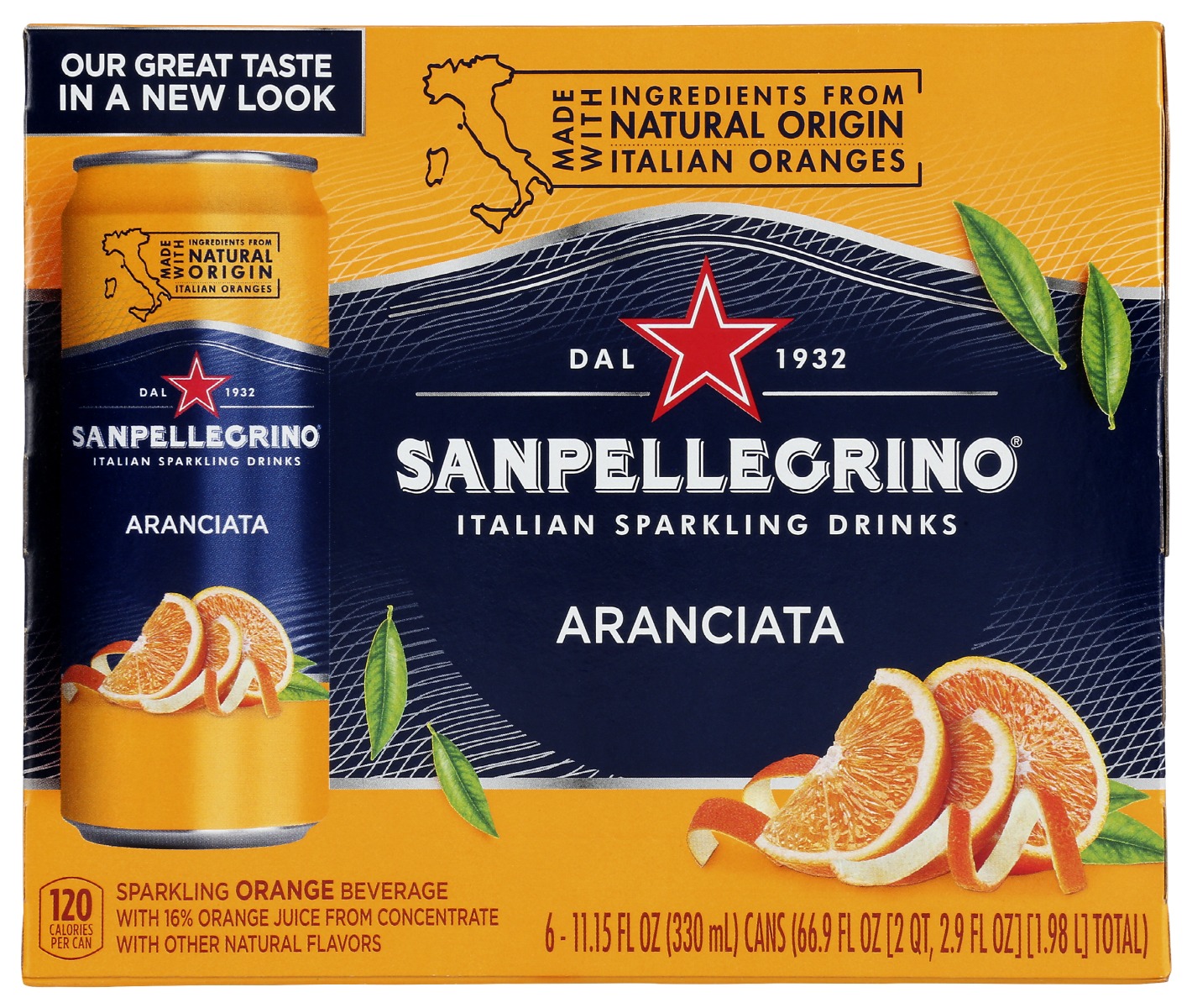 Sanpellegrino Italian Orange Sparkling Drinks 6 11.15 Fl Oz Cans