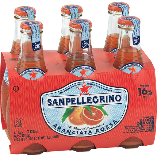 Sanpellegrino Sparkling Fruit Beverages, Aranciata Rossa/Blood Orange 6.76-ounce Glass Bottles (Total Of 24)