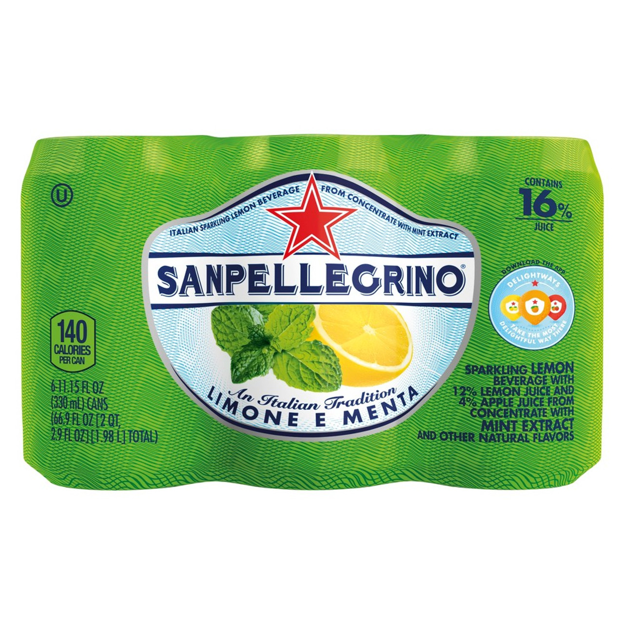 San Pellegrino Beverage, With Mint Extract, Sparkling Lemon
