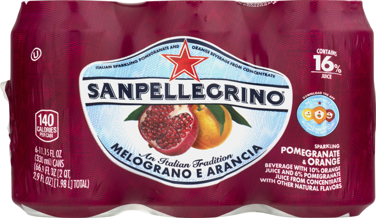 Sanpellegrino Orange & Pomegranate Sparkling Beverage 6 - 11.15 Fl Oz Cans
