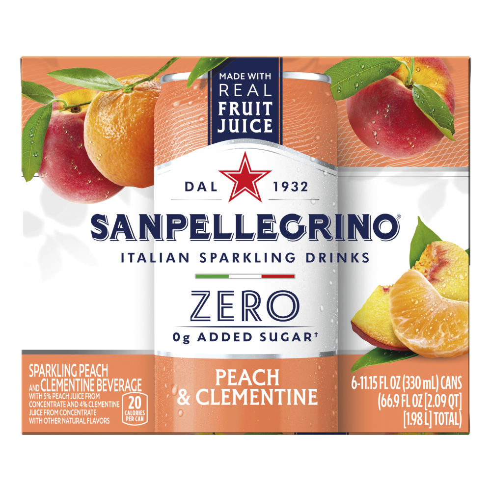 Sanpellegrino Zero Clementine & Peach Italian Sparkling Drink - 6pk/11.15 Fl Oz Cans
