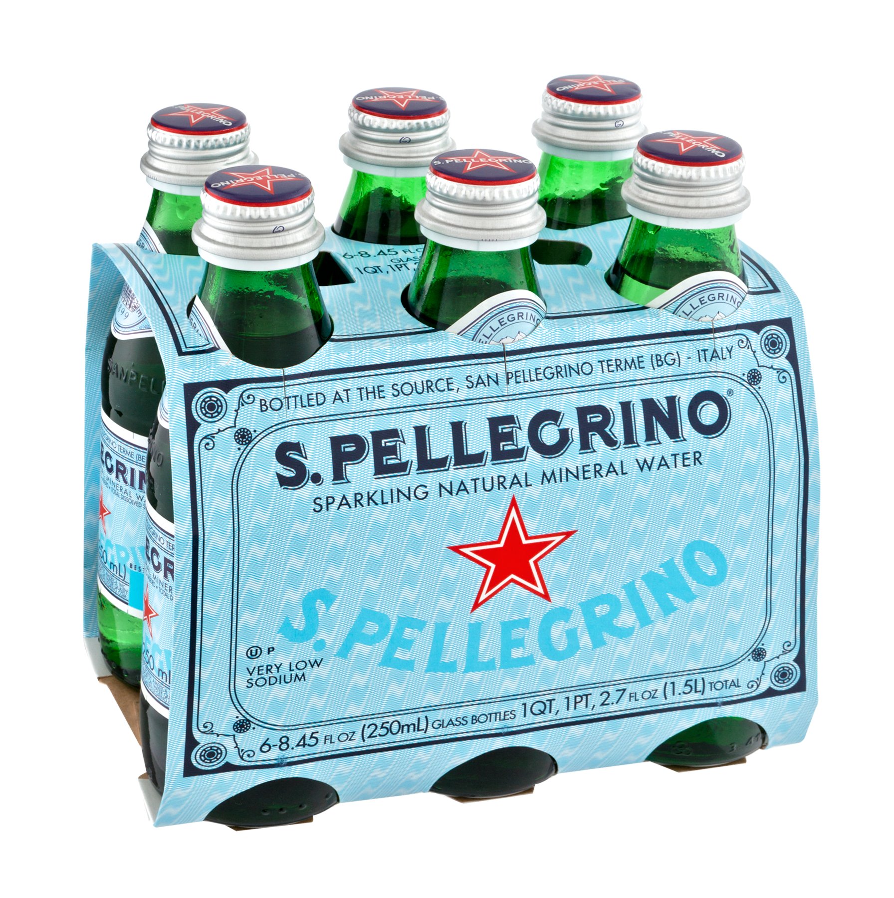 Sanpellegrino S.Pellegrino Sparkling Natural Mineral Water, 6 Pack Of 8.45 Fl Oz Glass Bottles