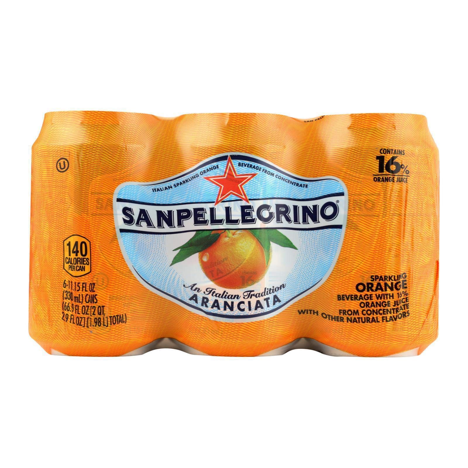 Sanpellegrino Sparkling Orange Beverage 6 - 11.15 Fl Oz Cans