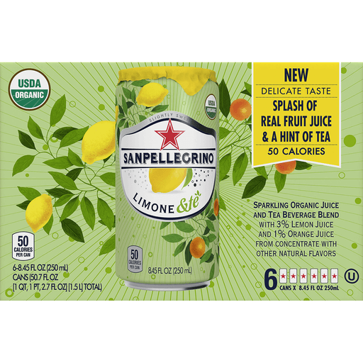 Sanpellegrino Limone &te Sparkling Organic Juice And Tea Beverage Blend 6-8.45 Fl. Oz. Cans
