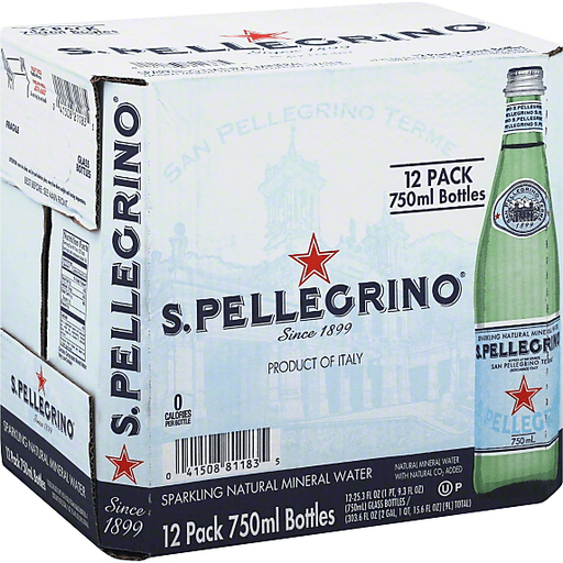 S.Pellegrino Sparkling Natural Mineral Water, 12 Pack Of 25.3 Fl Oz Glass Bottles