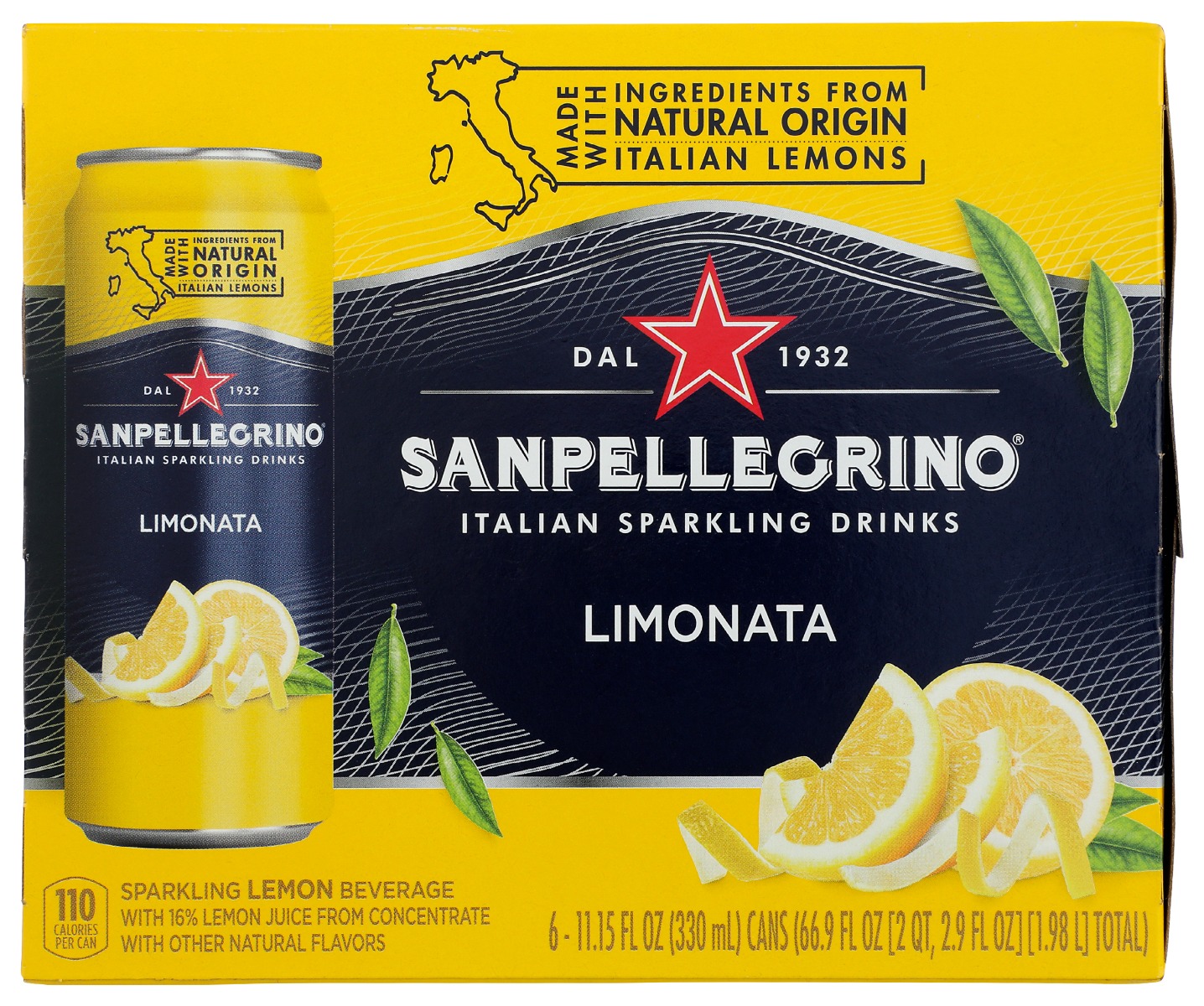 Sanpellegrino Lemon Italian Sparkling Beverage - 6pk/11.15 Fl Oz Cans