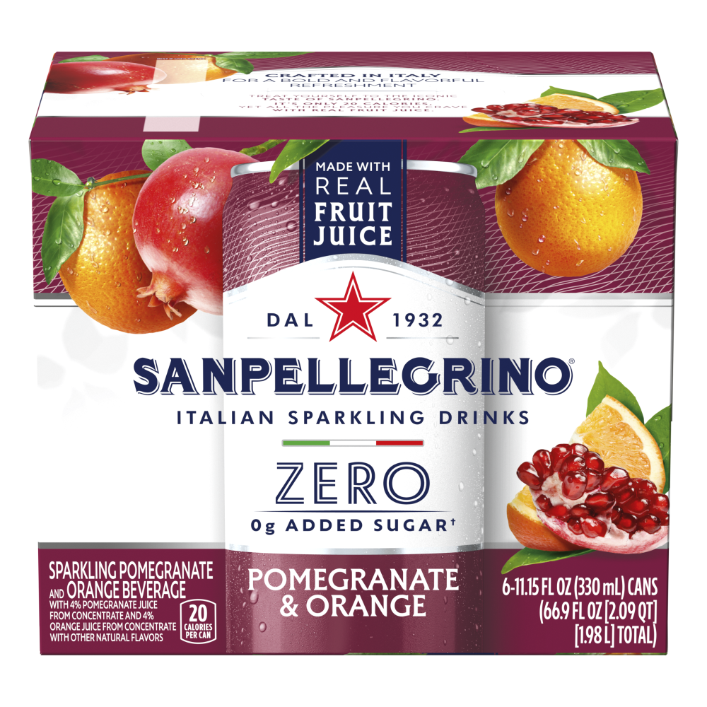 Sanpellegrino Zero Sugar Pomegranate & Orange Italian Sparkling Drinks
