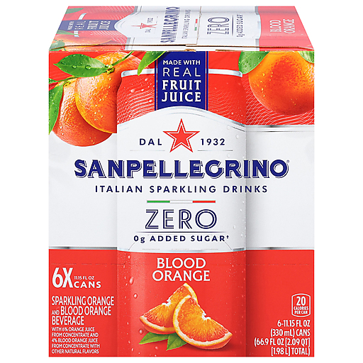 Sanpellegrino Beverage, Zero Added Sugar, Blood Orange, Sparkling