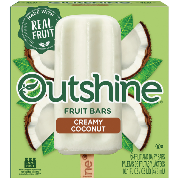 Outshine 6 Pack Creamy Coconut Fruit And Dairy Bars