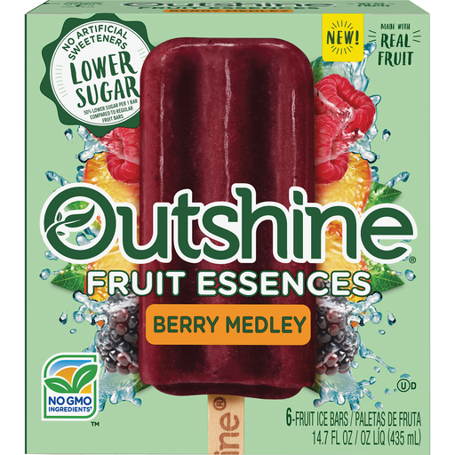 Outshine FRUIT ESSENCES Berry Medley Frozen Fruit Bars 6 Ct Box