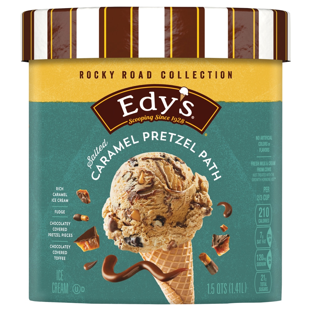 Edy's Rocky Road Collection Salted Caramel Pretzel Path Ice Cream 1.5 Qt
