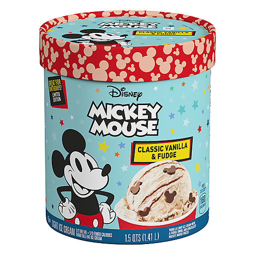 Disney Mickey Mouse Classic Vanilla And Fudge Light Ice Cream, 1.5 Quart