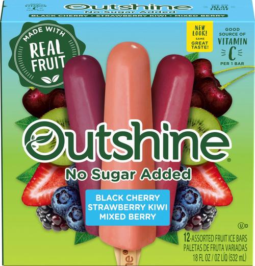 Outshine Sugar Free Strawberry Kiwi Black Cherry Mixed Berry Fruit Bars