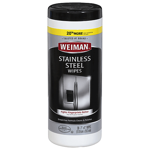 Weiman Products Stainless Steel Wipes, 7 X 8, 30/Canister