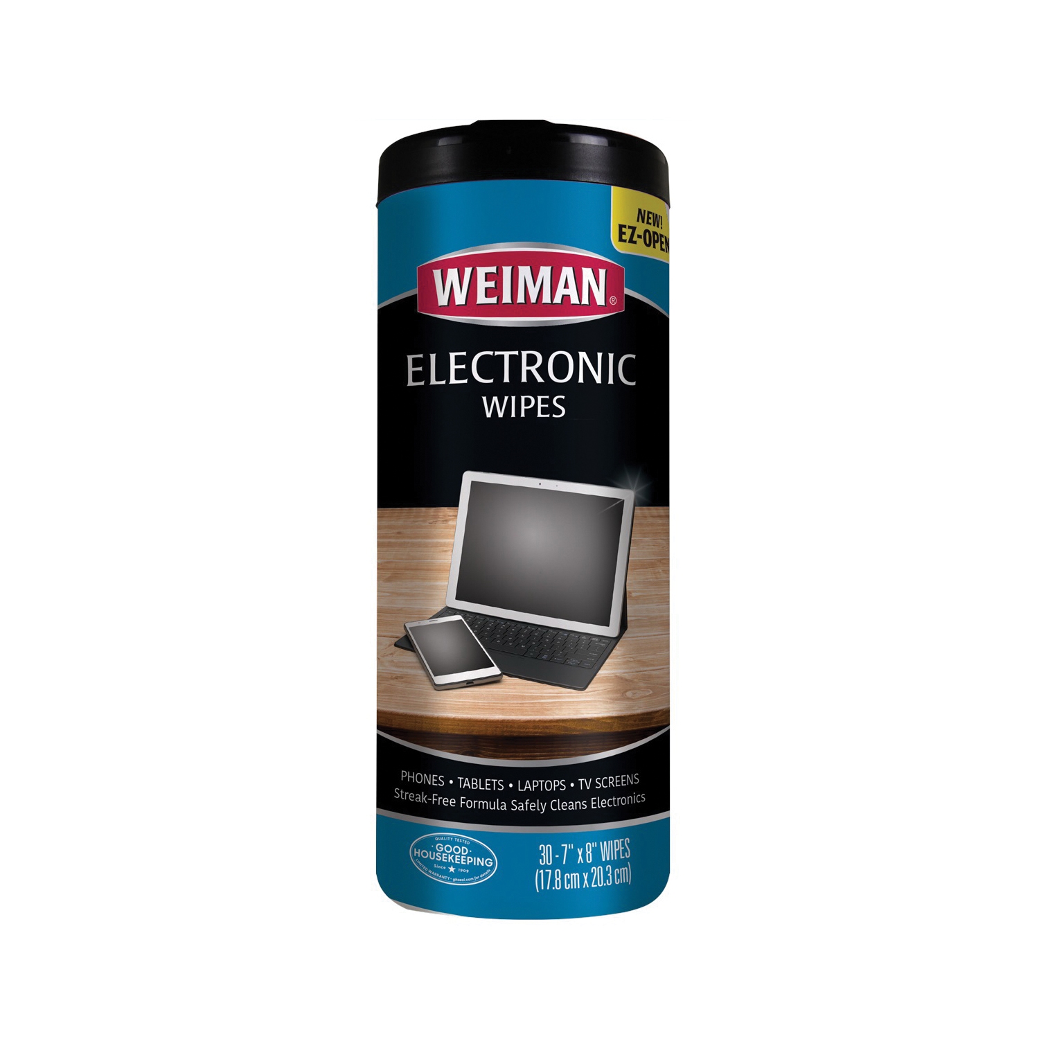 Weiman E-tronic Wipes, 1-Ply, 7 X 8, White, 30/Canister