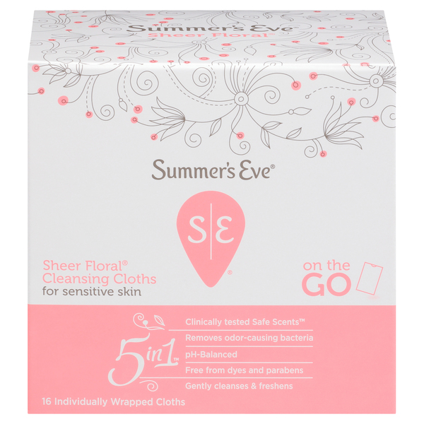 Summer's Eve 5 In 1 For Sensitive Skin Sheer Floral Cleansing Cloths