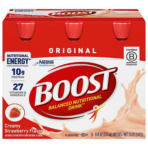 Boost Original Balanced Creamy Strawberry Flavor Nutritional Drink 6 8 Fl Oz Bottles