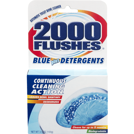 2000 Flushes Toilet Bowl Cleaner, Automatic, Blue Plus Detergents 3.5 Oz