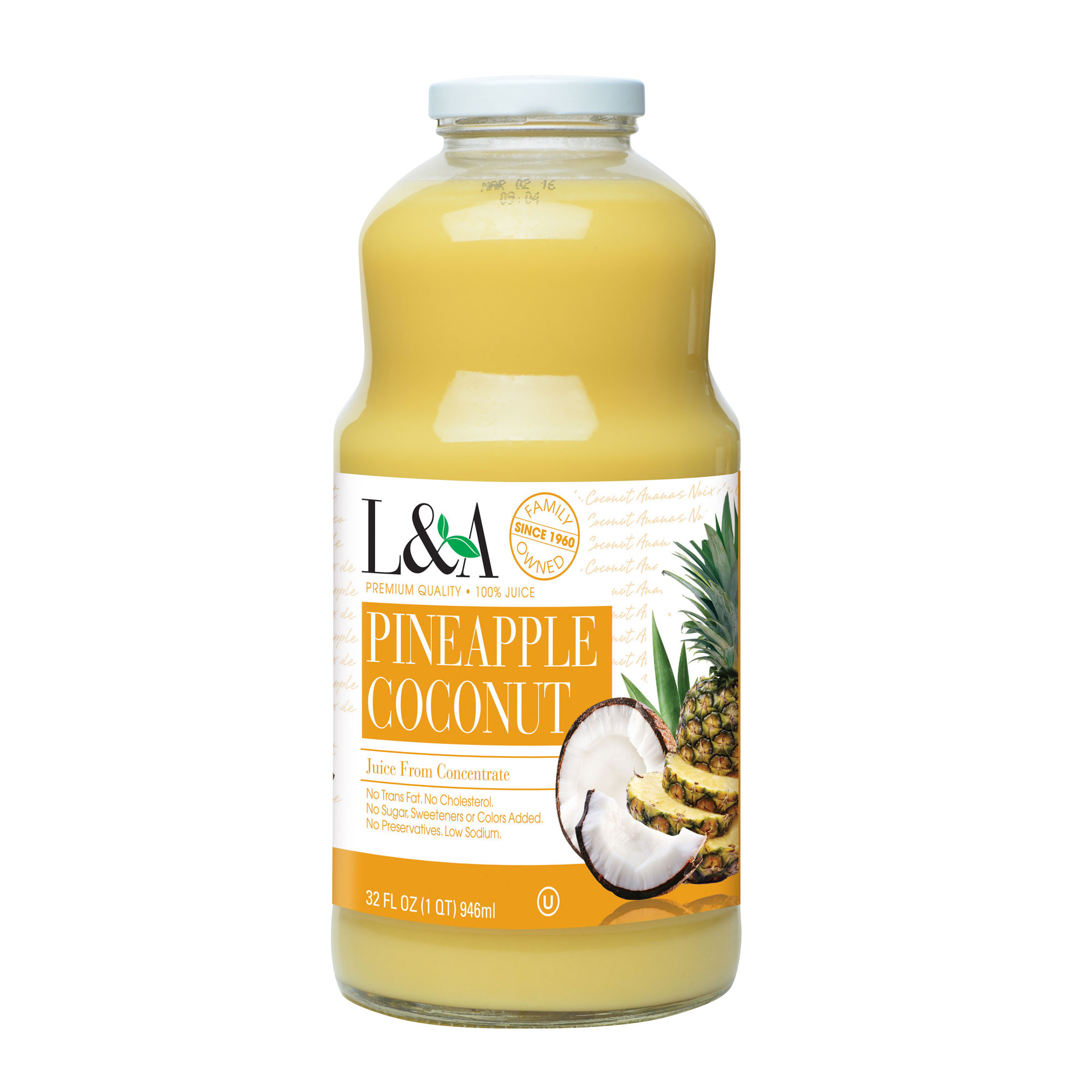 L & A Juice Pineapple Coconut Case Of 6 32 Fl Oz