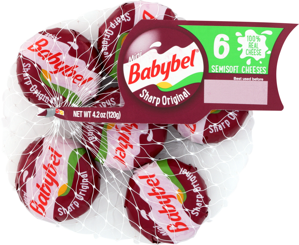 Babybel Semisoft Cheese, Part Skim, Sharp Original, Mini 4.2 Oz