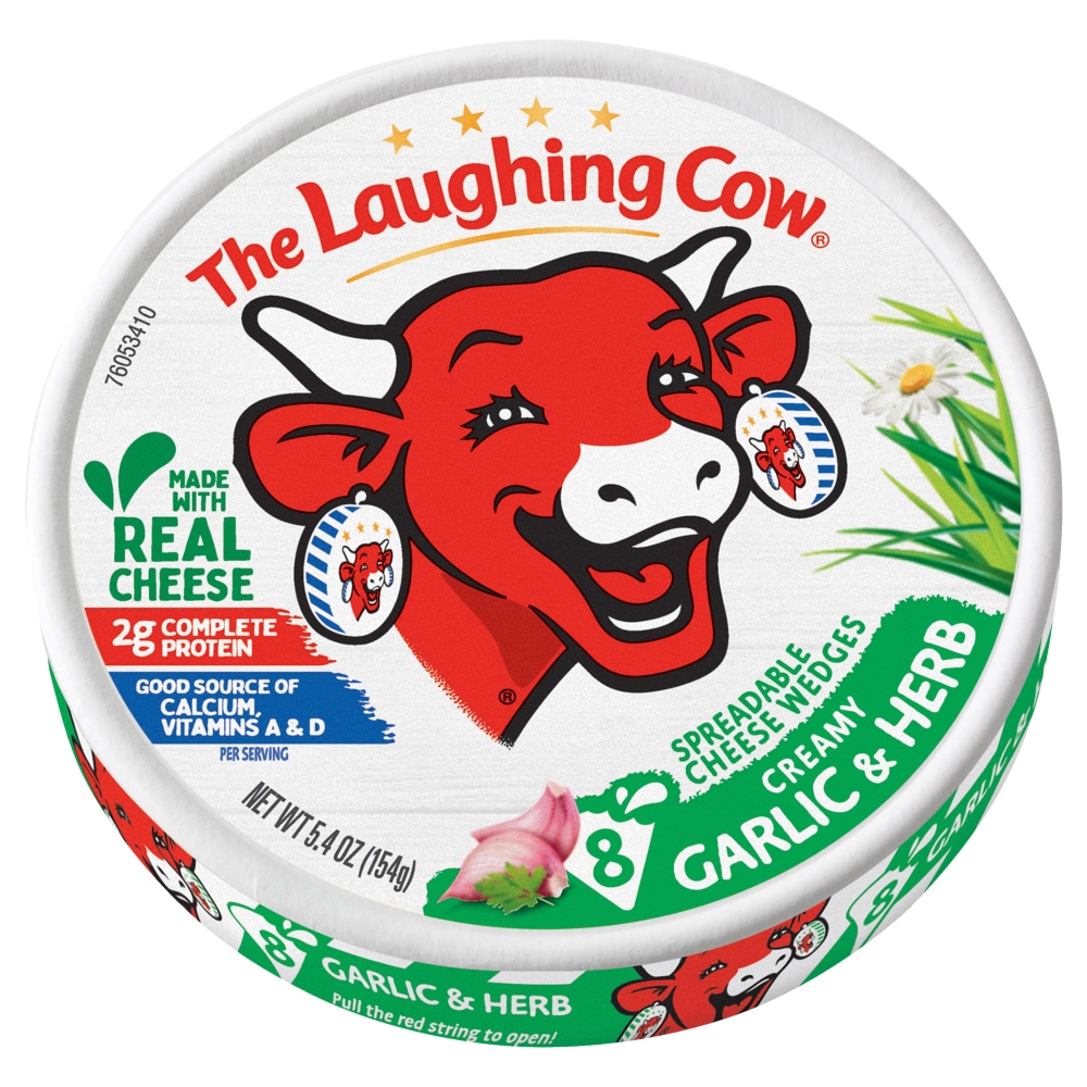 The Laughing Cow Cheese Wedges, Spreadable, Creamy, Garlic & Herb