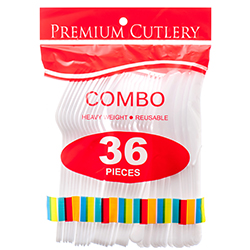 Premium Cutlery Plastic Combo 36 Ct White Color