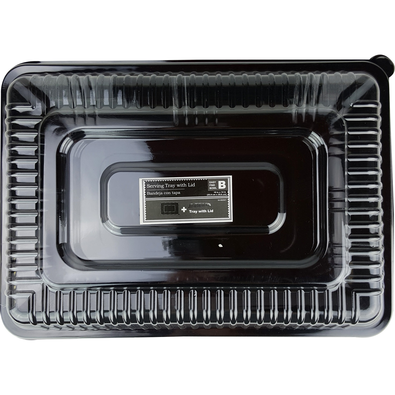 Easy Find Bowel Serving Tray W-Lid Rect 10 X14 Black-whole