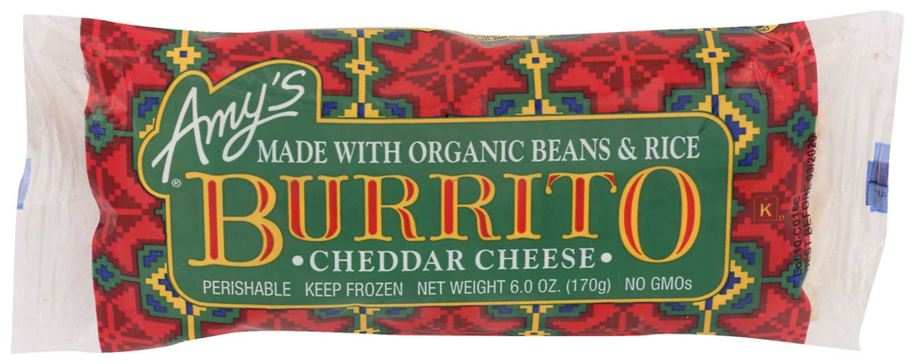 Amy's Organic Gluten Free Bean, Rice & Cheddar Cheese Burrito