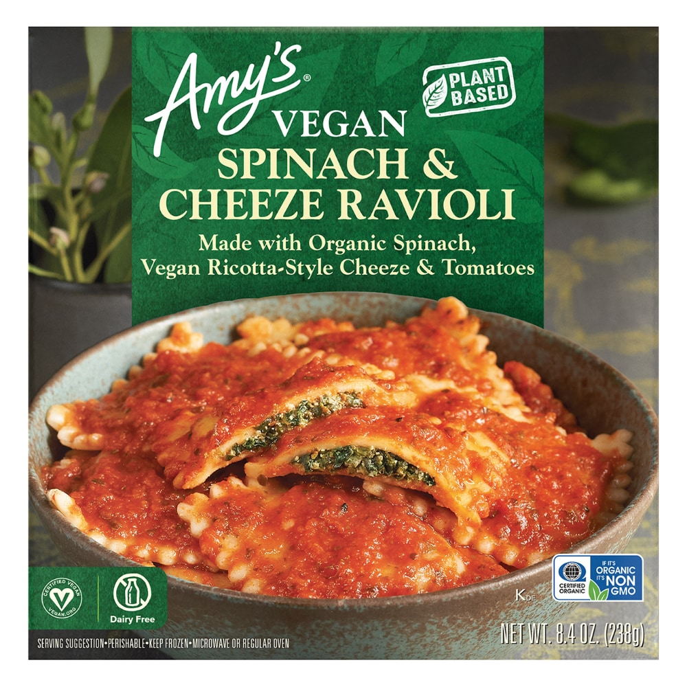 Amy's Spinach And Vegan Ricotta Cheeze Ravioli Bowls, 8.40 Oz