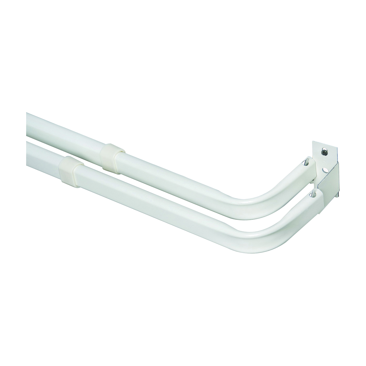Kenney KN522 Heavy-Duty Double Curtain Rod, White, 48" - 86"