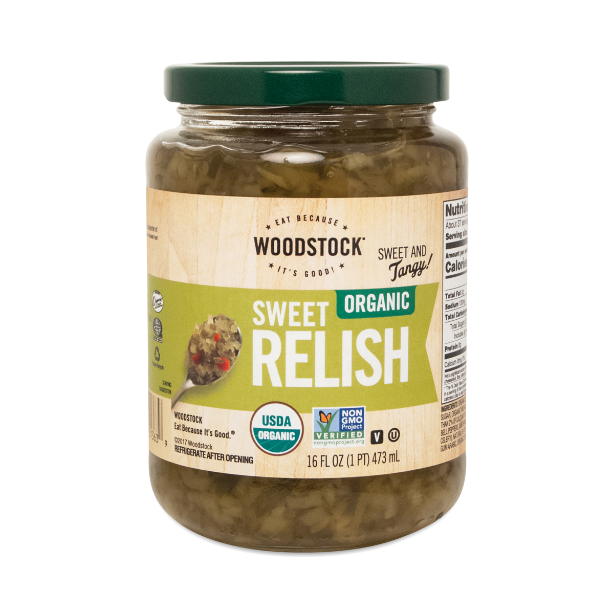 Woodstock Organic Sweet Relish 16 Fl Oz Jar