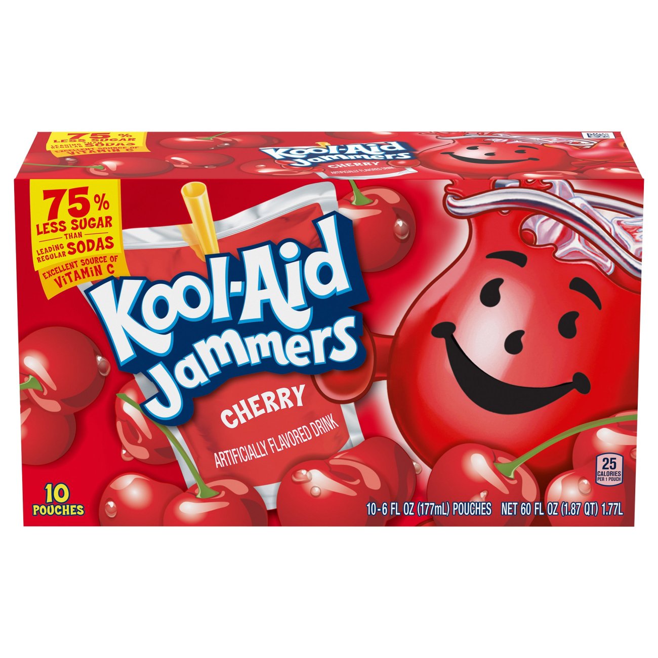 Kool-Aid Jammers Cherry Drink, 10 Ct Box, 6 Fl Oz Pouches