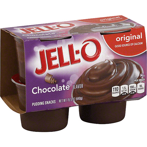 Jell-O Original Chocolate Flavor Pudding Snacks 2 Cups